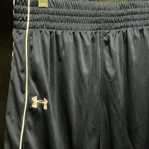 UNDER Armour- navy blue and white polyester athletic shorts - Picture 2 of 5